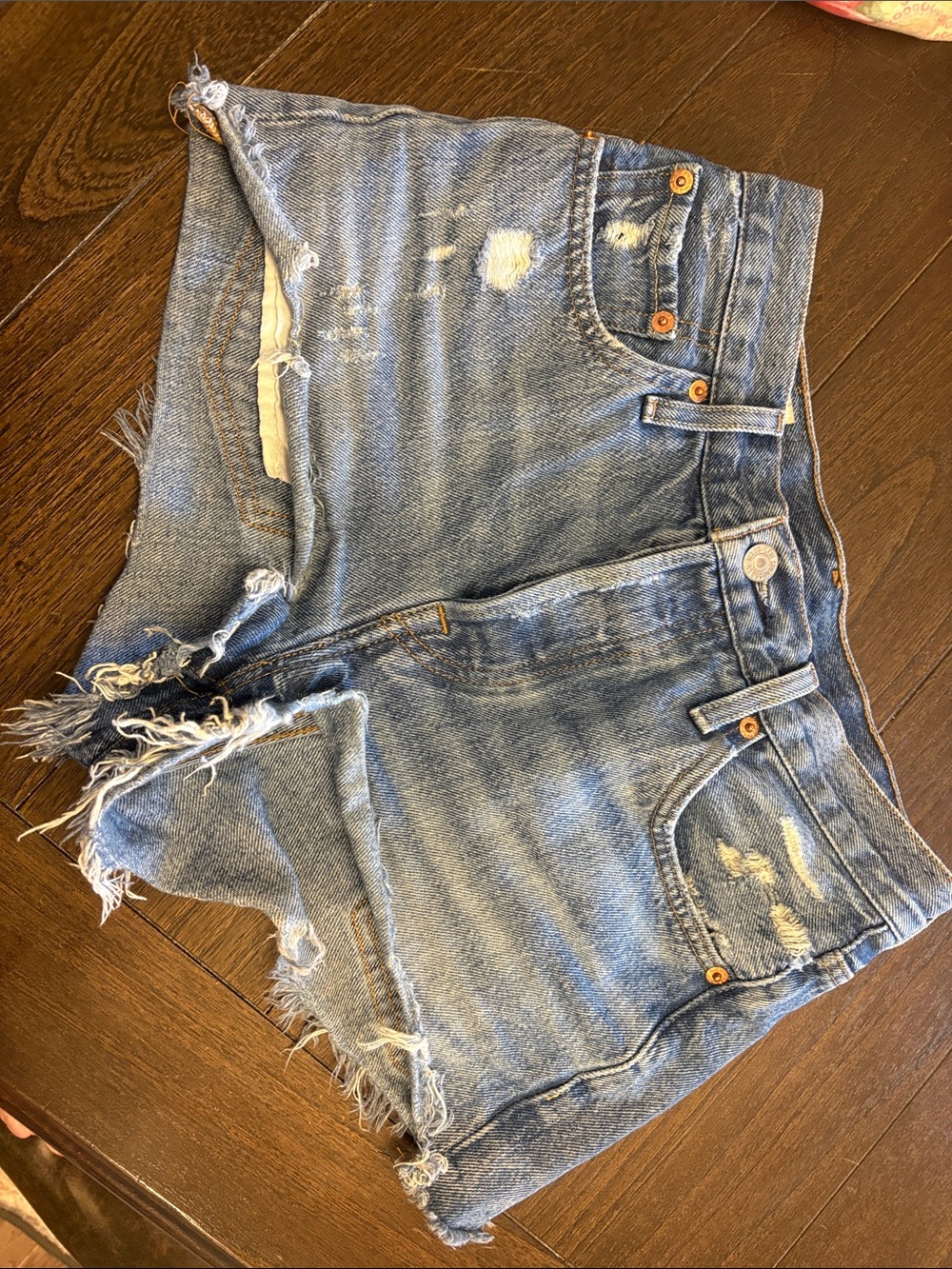 Levi's Distressed Light Blue Denim Cutoff Shorts